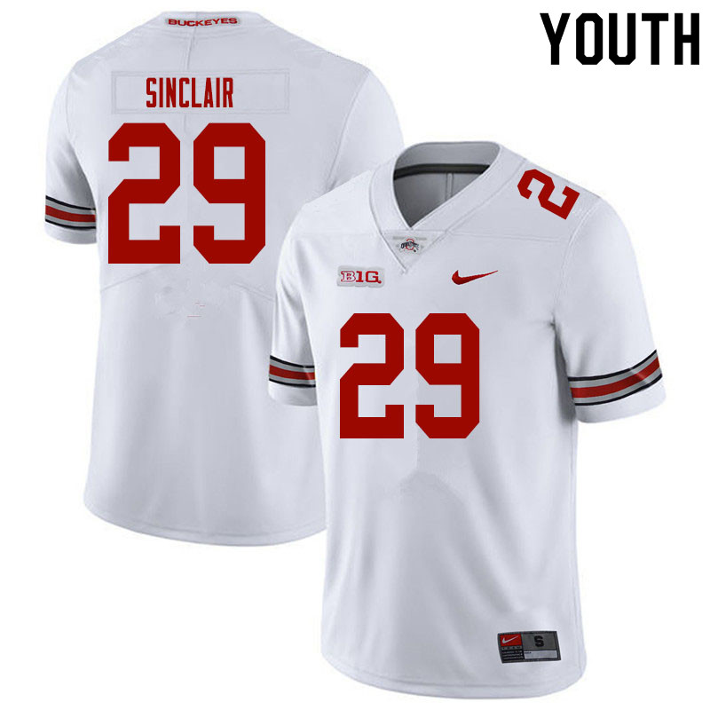 Ohio State Buckeyes Darryl Sinclair Youth #29 White Authentic Stitched College Football Jersey